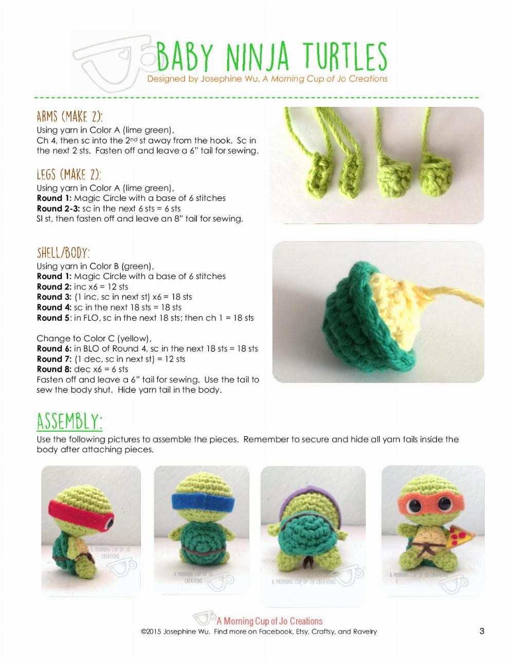 baby ninja turtles crochet pattern