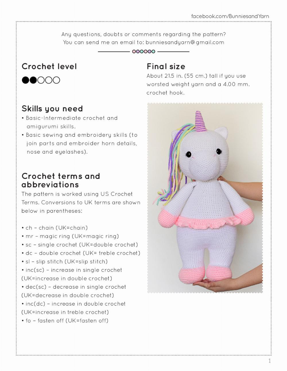 Betsy the Big Unicorn Crochet Pattern