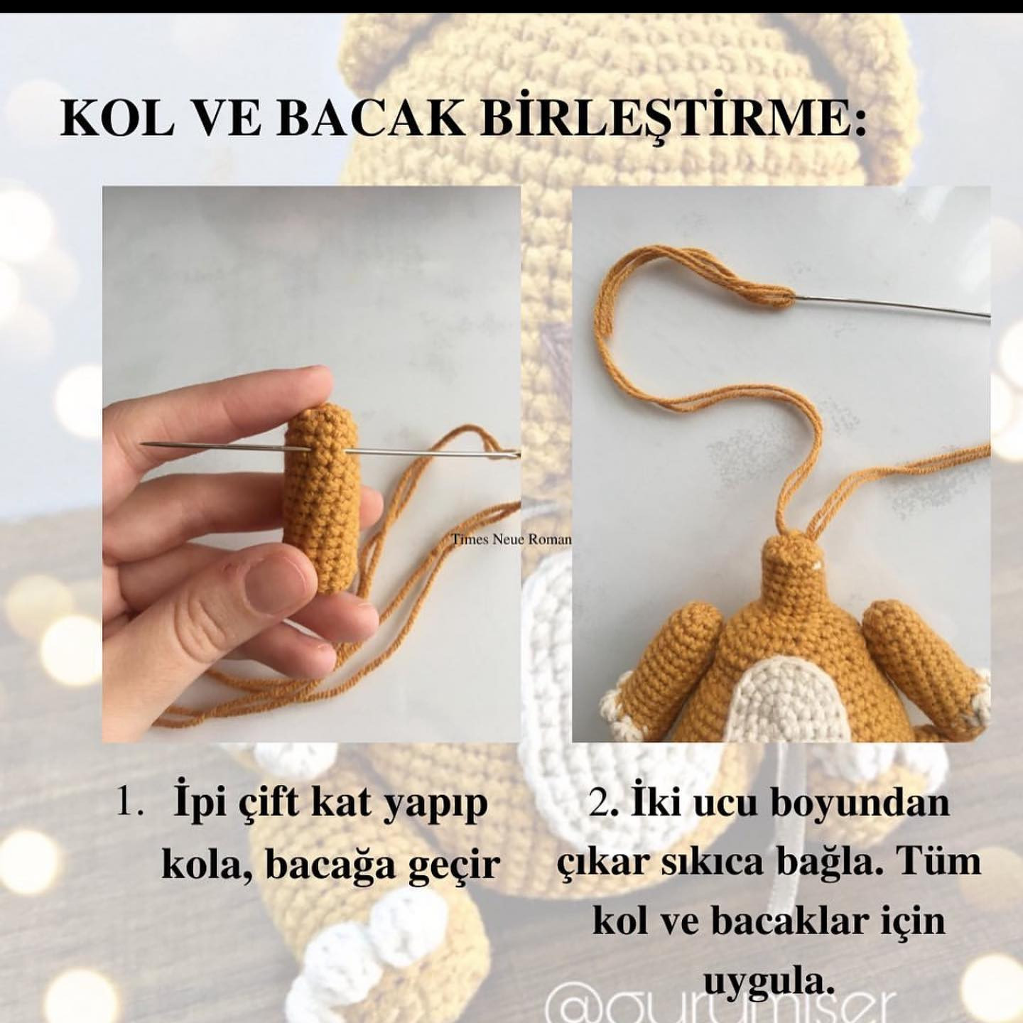 Beyaz göbekli boz ayı tığ işi modeli.