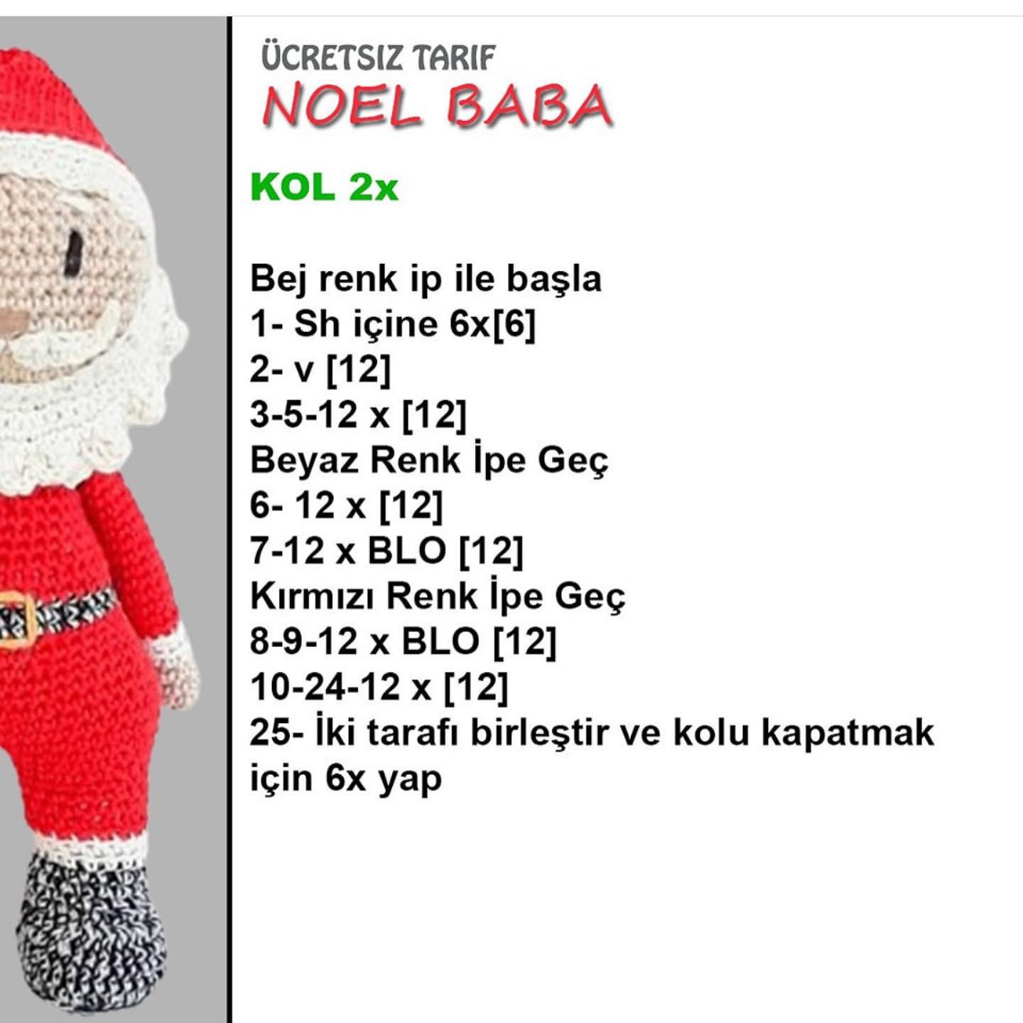 Beyaz sakallı Noel Baba tığ işi modeli