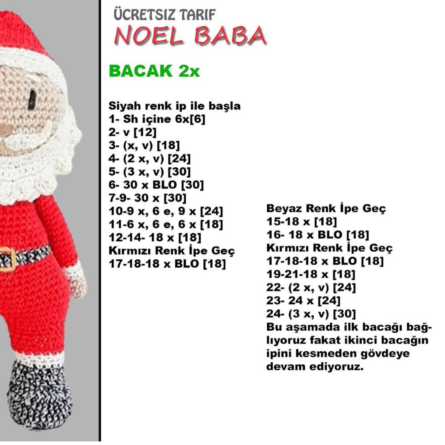 Beyaz sakallı Noel Baba tığ işi modeli