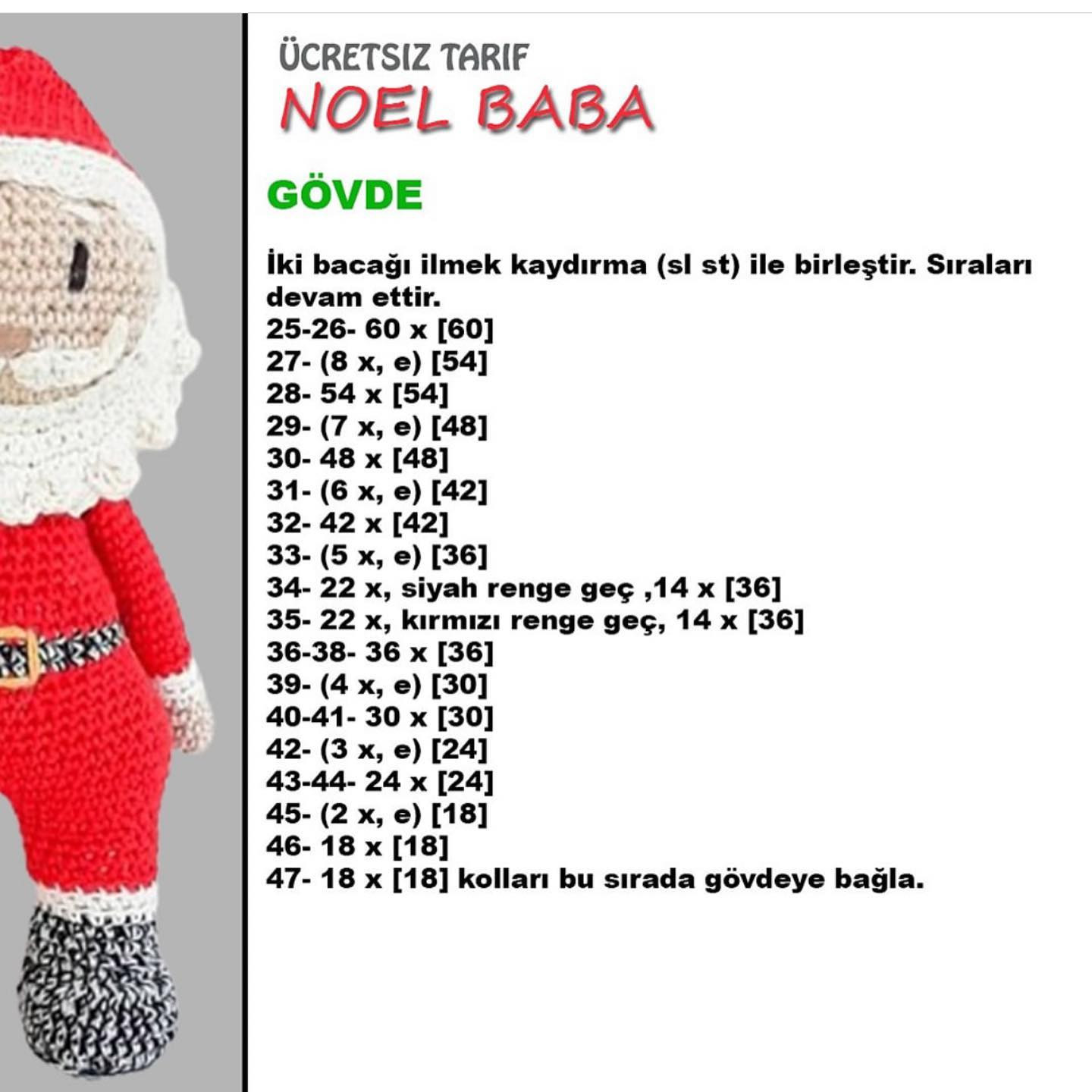 Beyaz sakallı Noel Baba tığ işi modeli