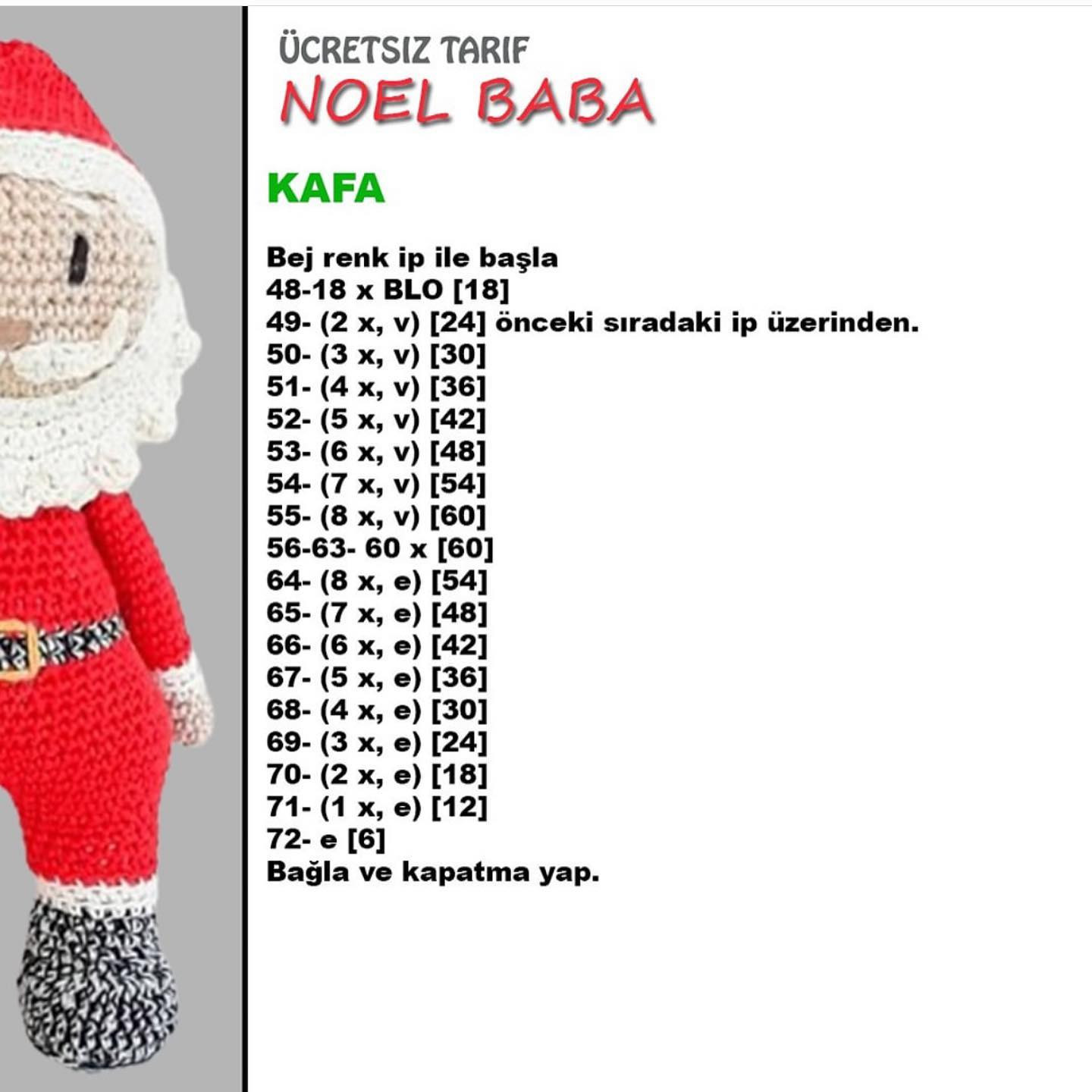 Beyaz sakallı Noel Baba tığ işi modeli