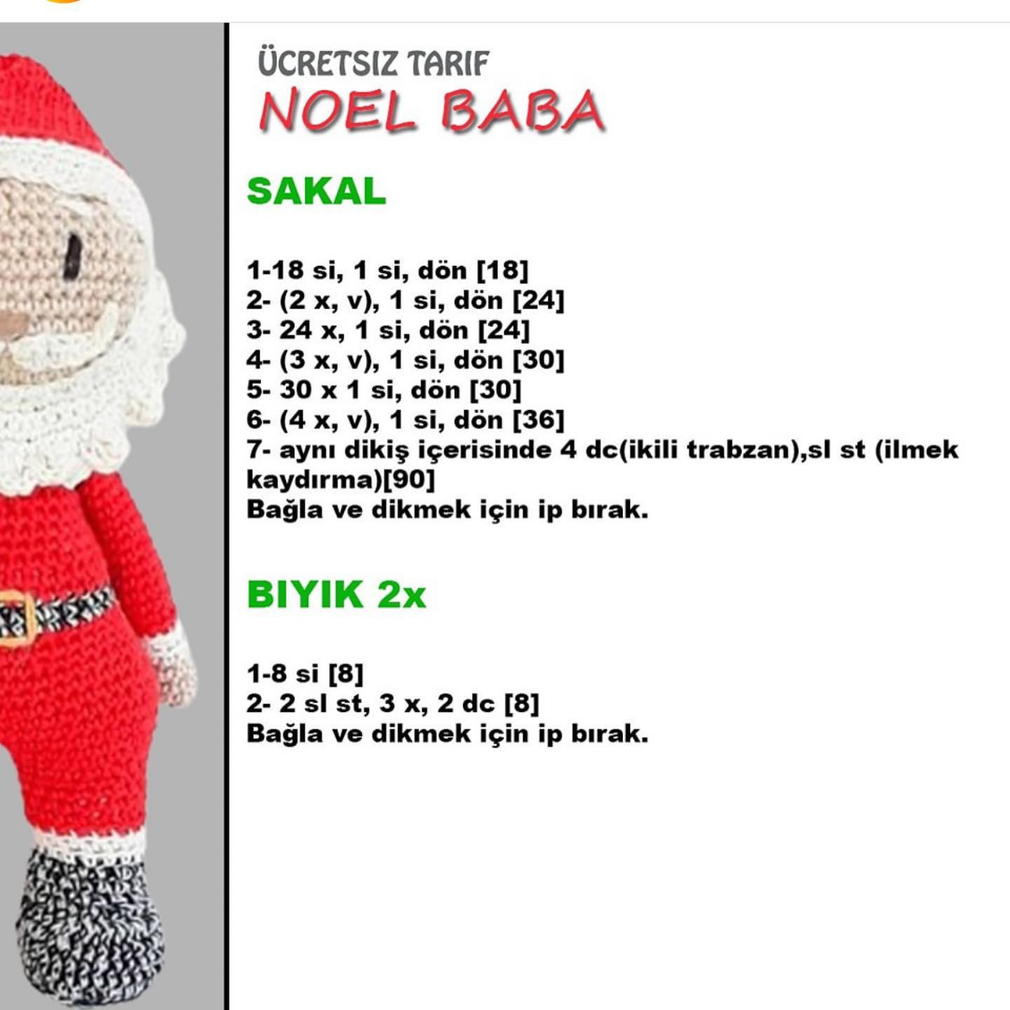 Beyaz sakallı Noel Baba tığ işi modeli