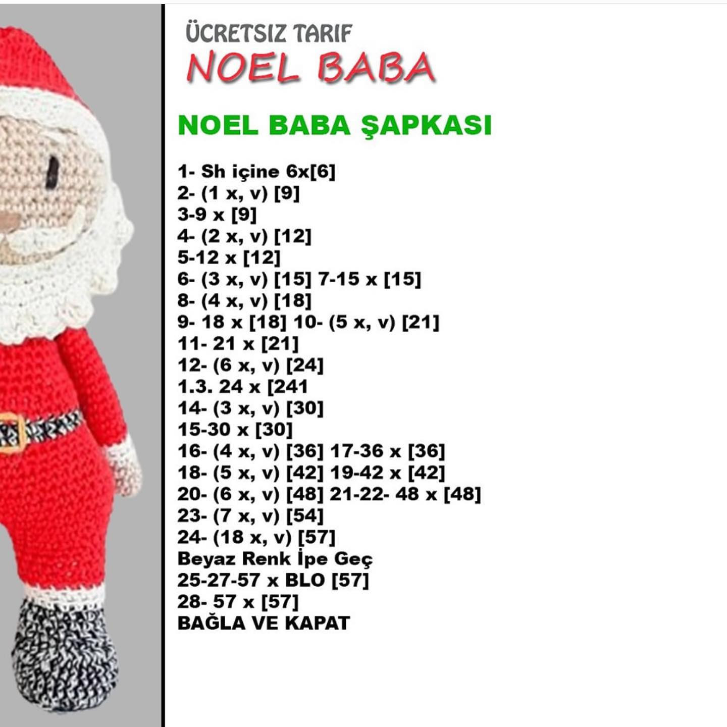 Beyaz sakallı Noel Baba tığ işi modeli