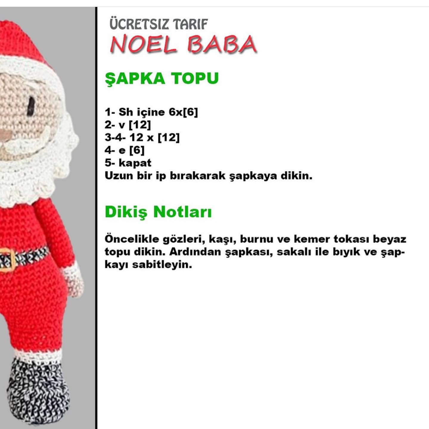 Beyaz sakallı Noel Baba tığ işi modeli