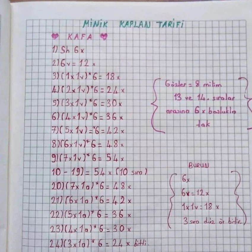 Boynuna eşarp takan bir kaplanın tığ işi modeli