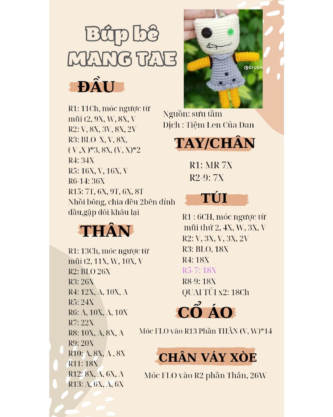 Chart móc búp bê mang tae