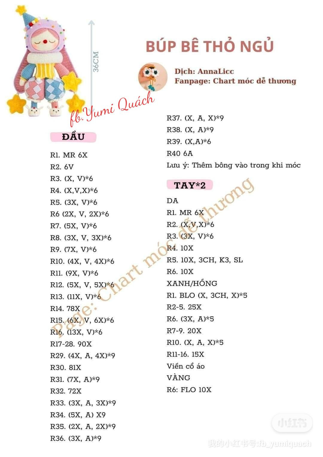 Chart móc Búp bê thỏ ngủ