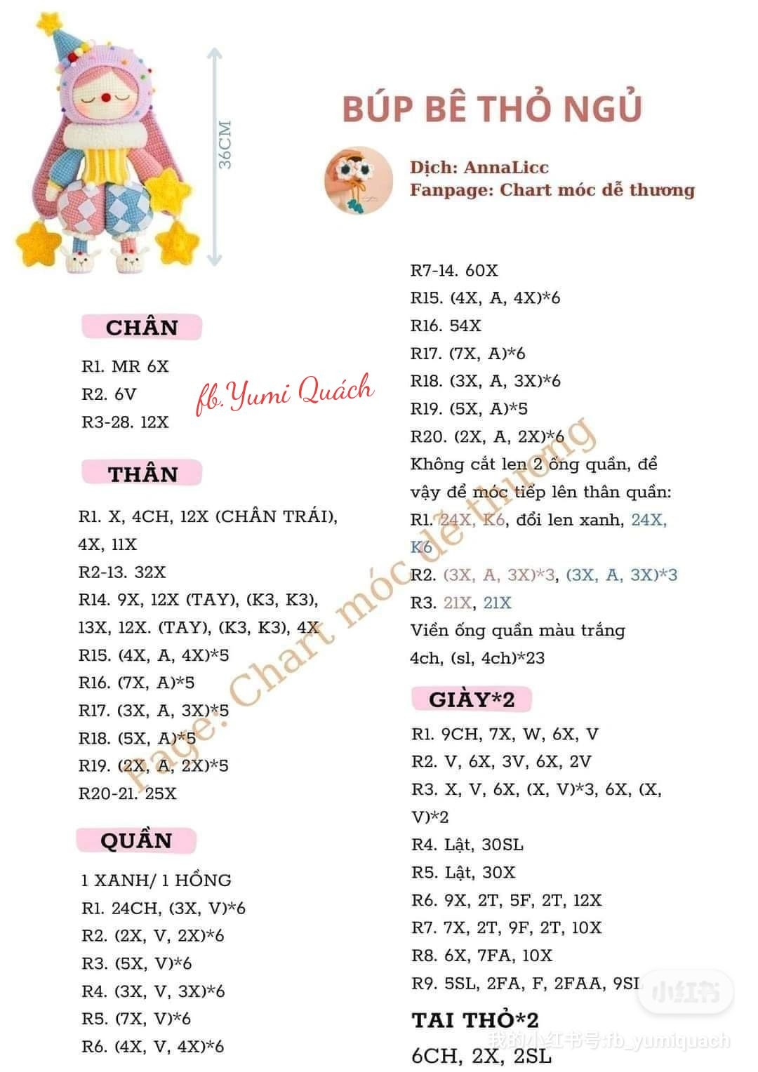 Chart móc Búp bê thỏ ngủ