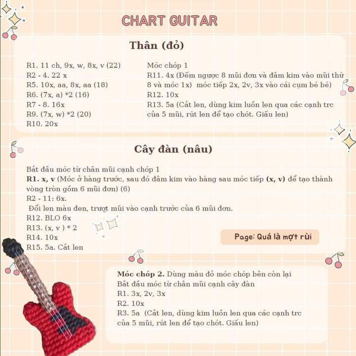 Chart móc đàn guitar