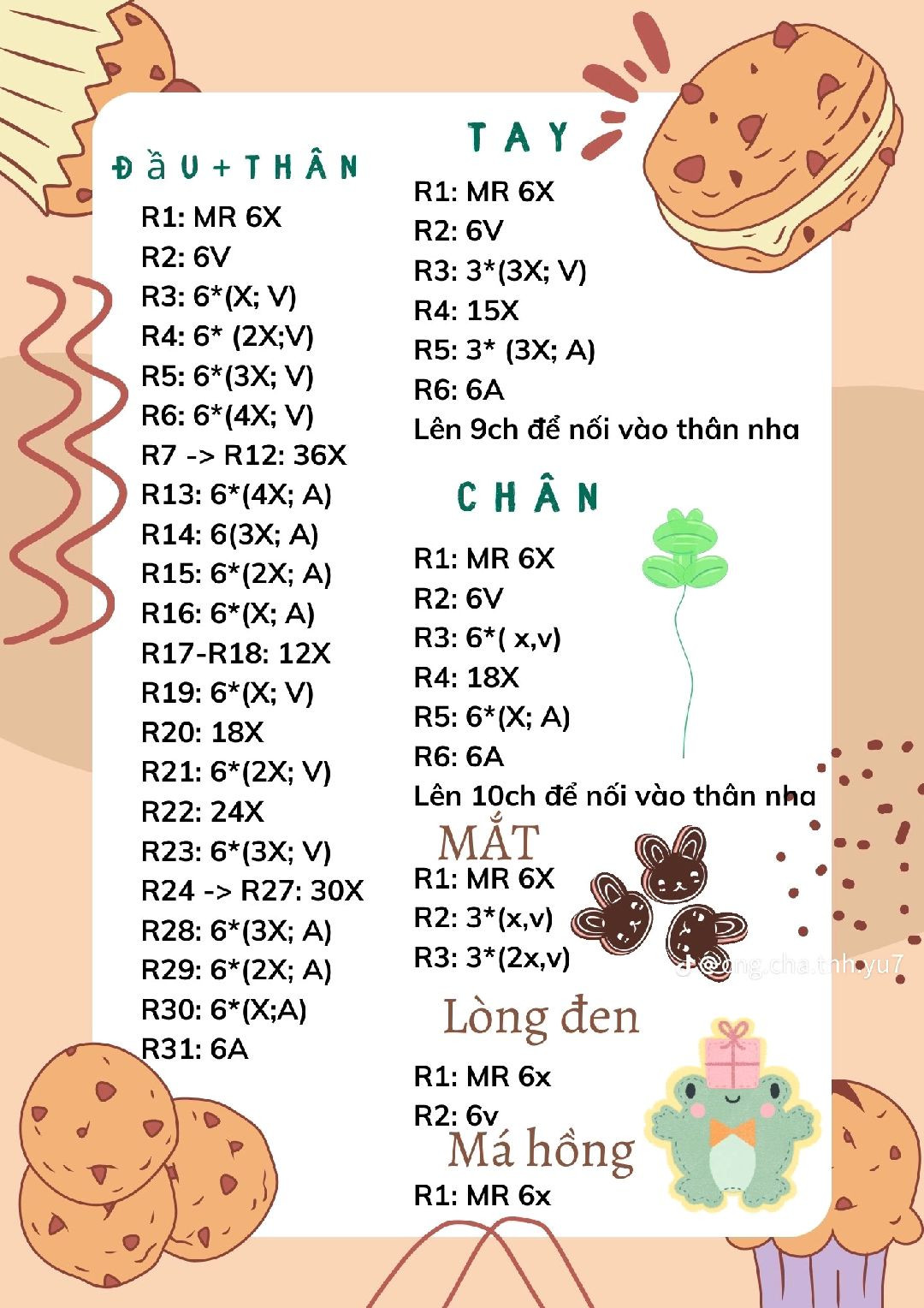 Chart móc ếch thân dài tay tròn