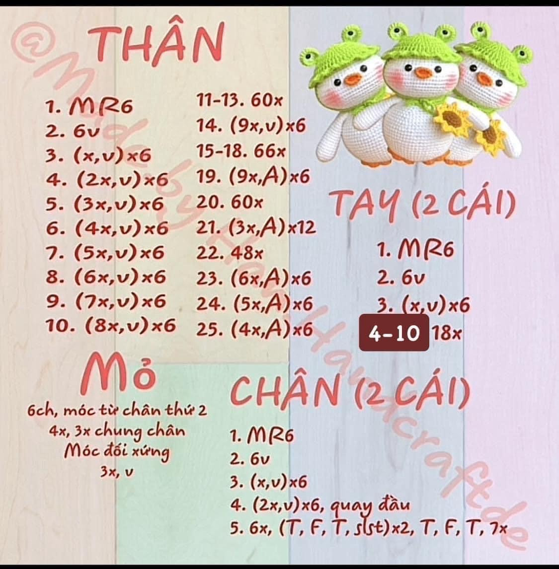 Chart móc gà đội mũ ếch size lớn