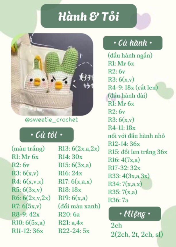 Chart móc hành &  tỏi