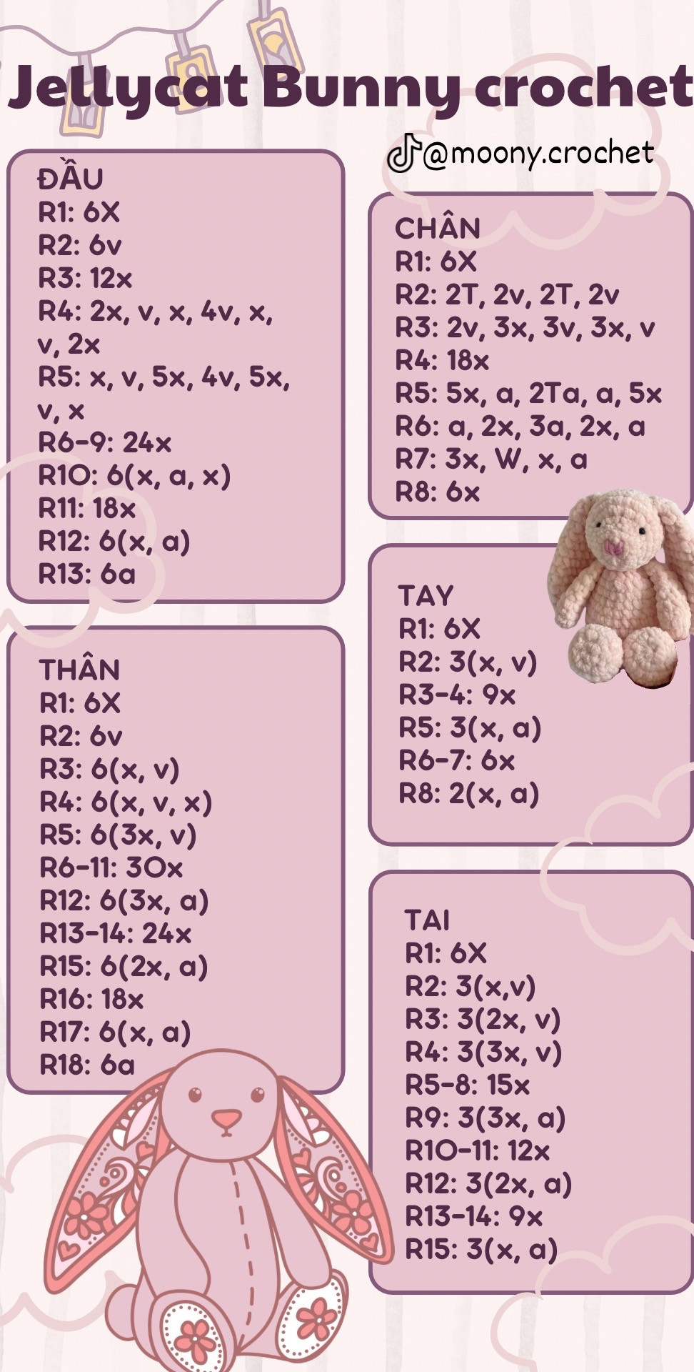 Chart móc jellycat bunny crochet