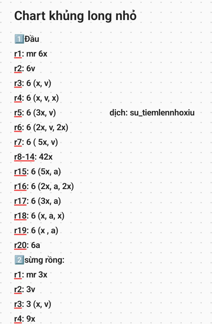 Chart móc khủng long nhỏ