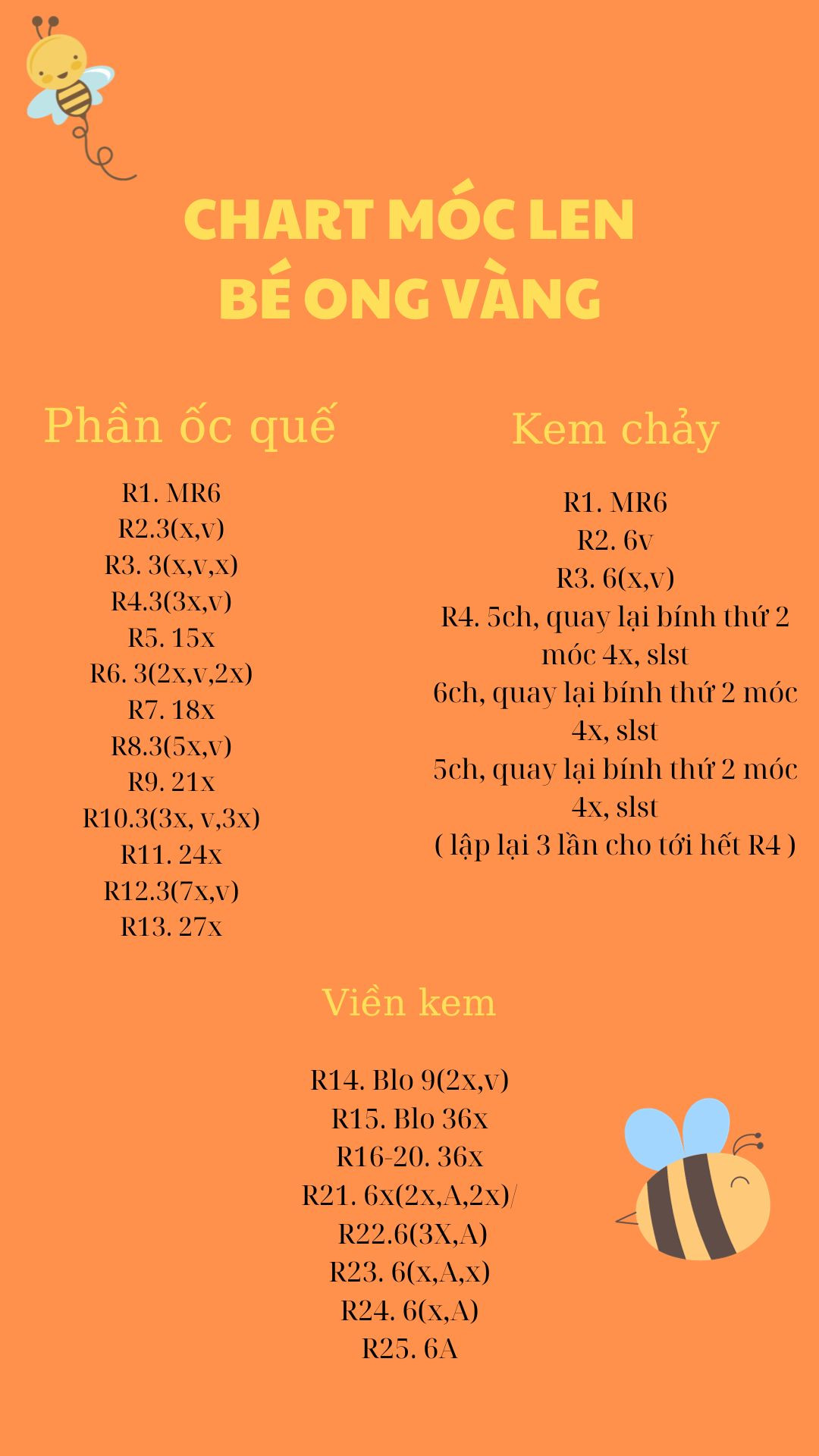 Chart móc len bé ong vàng