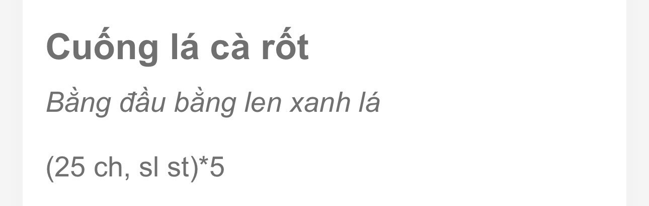 Chart móc len củ cà rốt