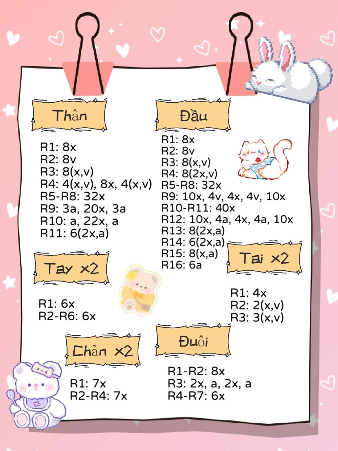 Chart móc len mèo đeo yếm