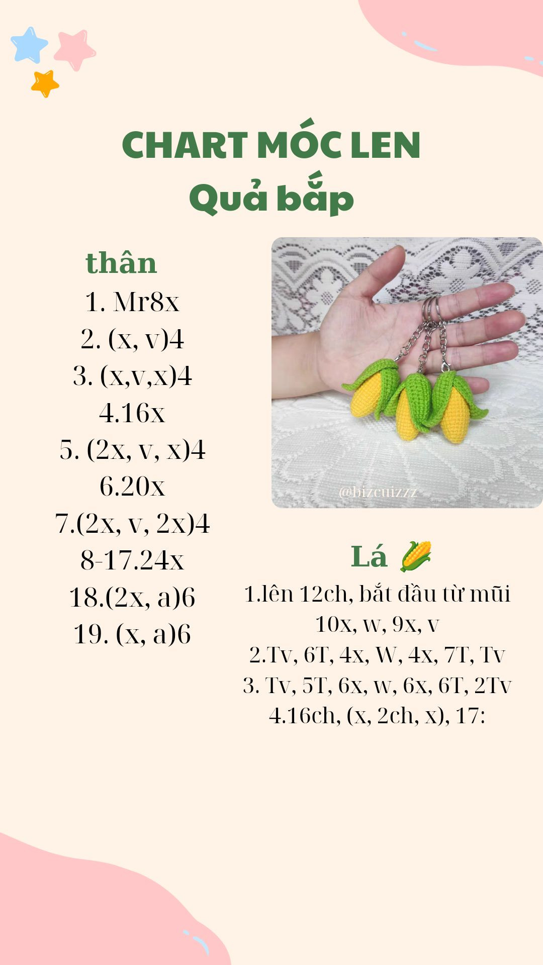 Chart móc len móc khóa bắp ngô