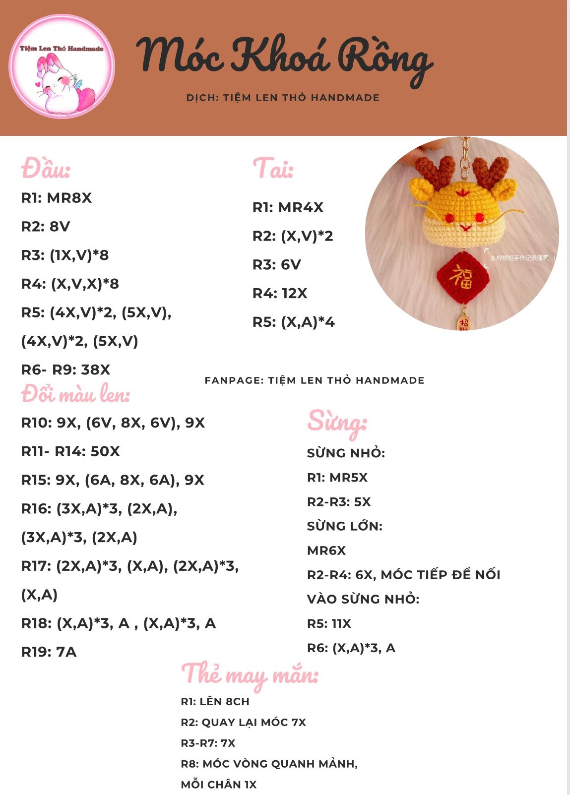 Chart móc len móc khóa rồng