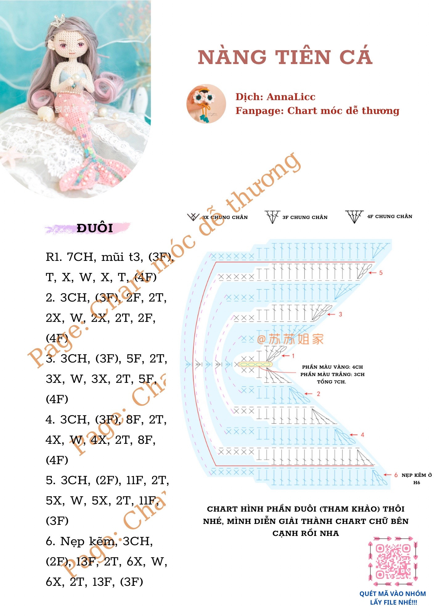 Chart móc len nàng tiên cá