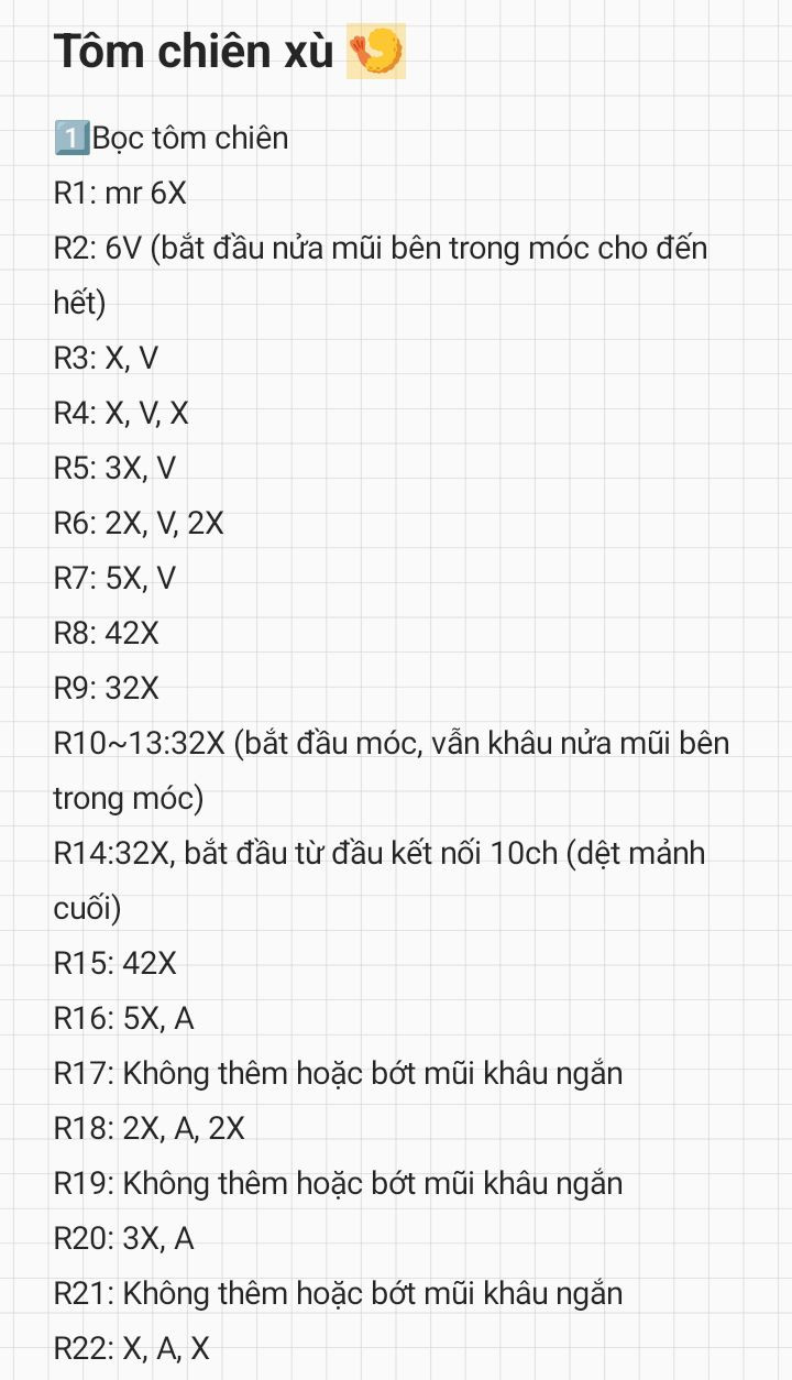 Chart móc len tôm chiên xù