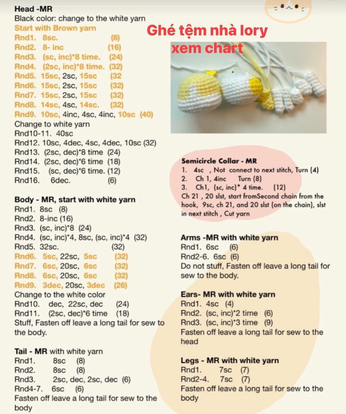 Chart móc mèo con tam thể