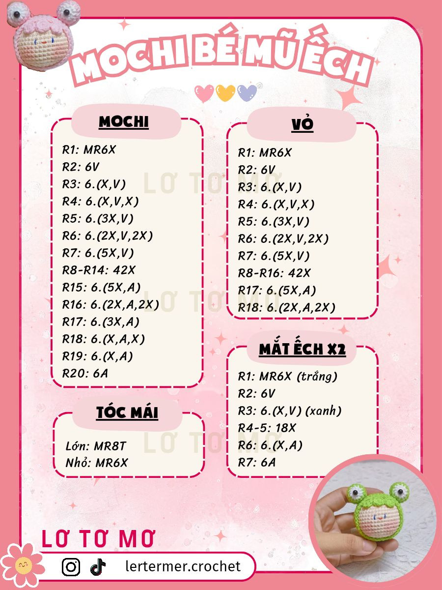 Chart móc mochi bé mũ ếch