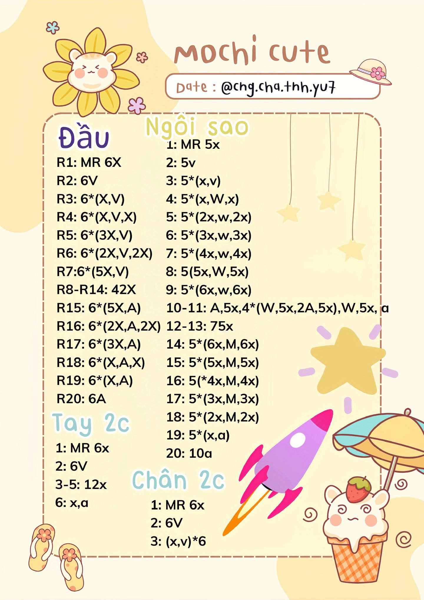 Chart móc mochi cute