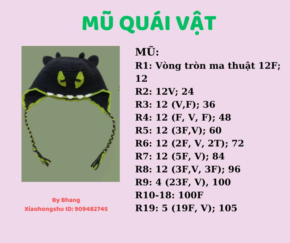 Chart móc mũ quái vật màu đen.