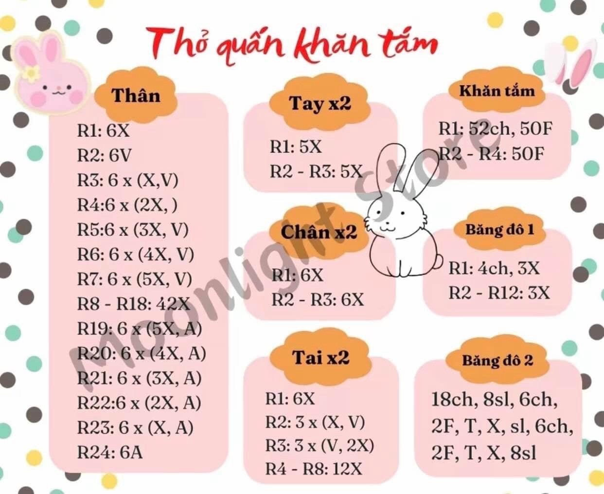 Chart móc thỏ quấn khăn tắm