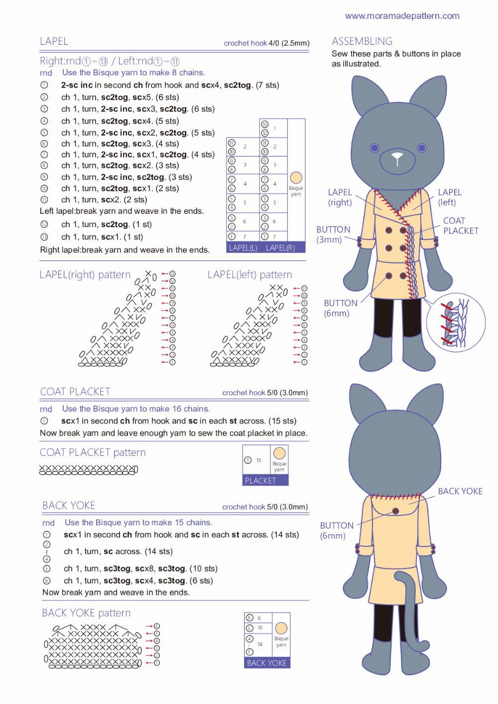 Chart reu CROCHET PATTERN "miss cat"