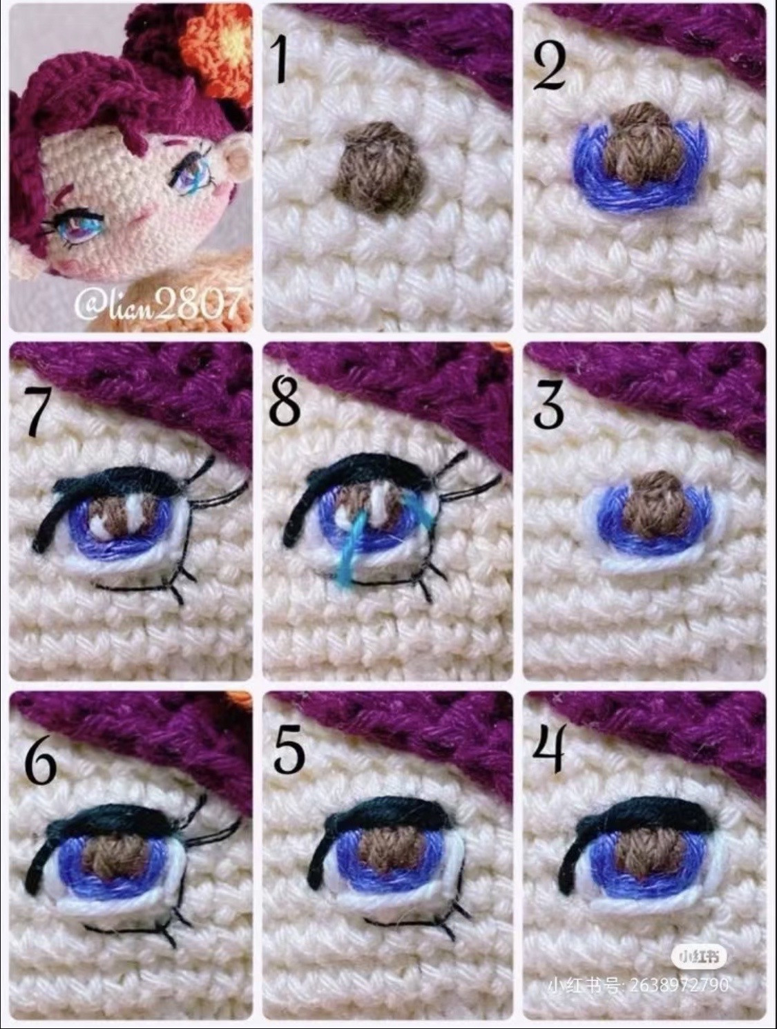 Collection of crochet patterns for eyes