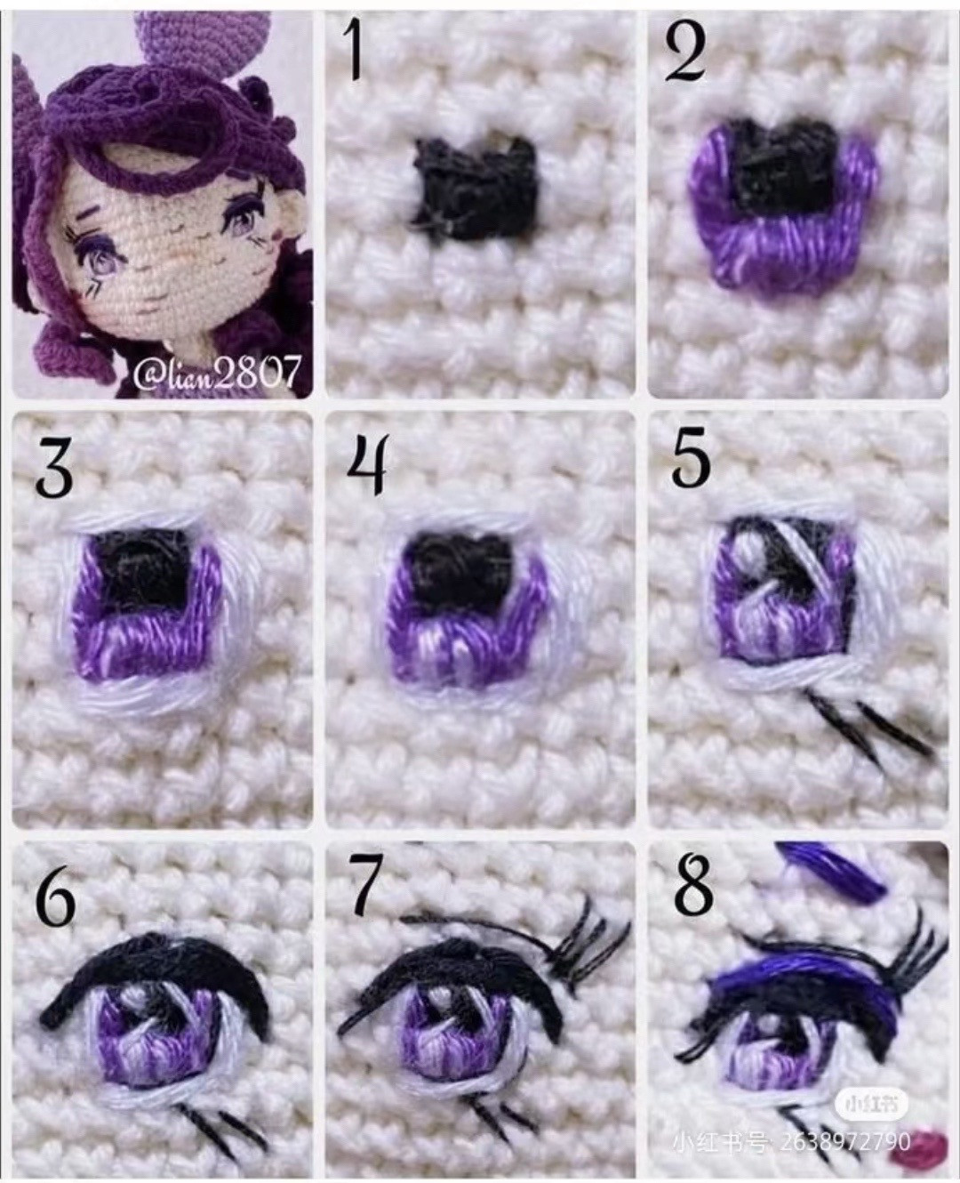 Collection of crochet patterns for eyes