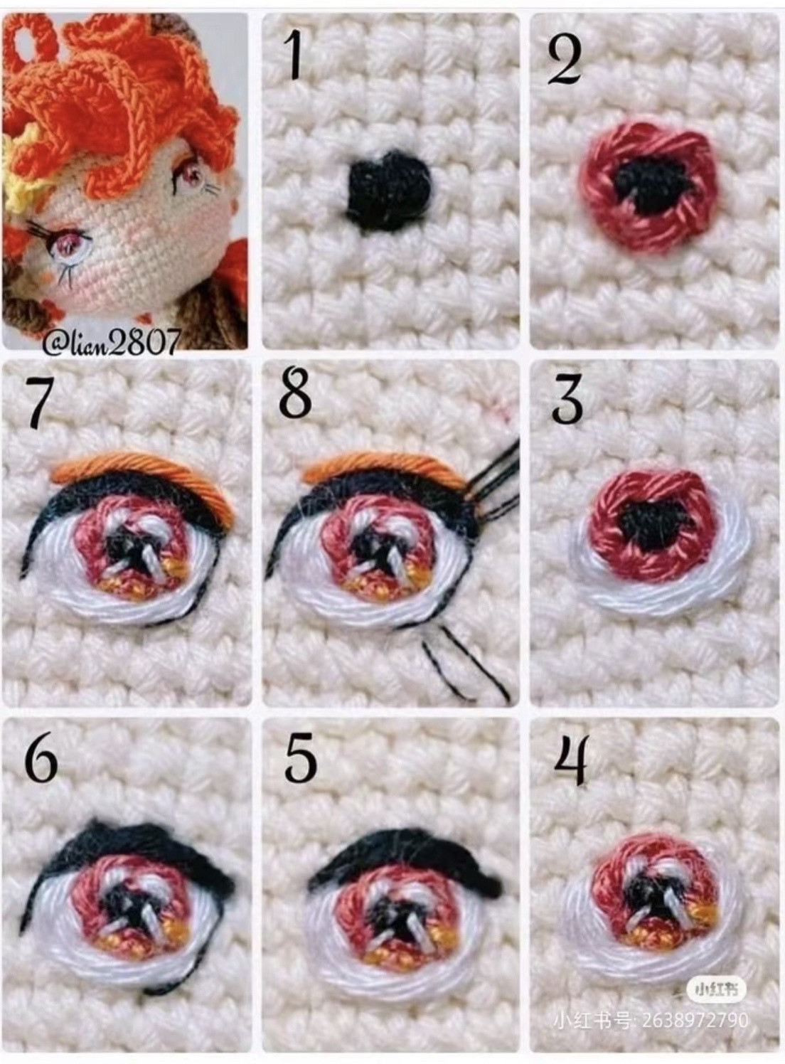 Collection of crochet patterns for eyes