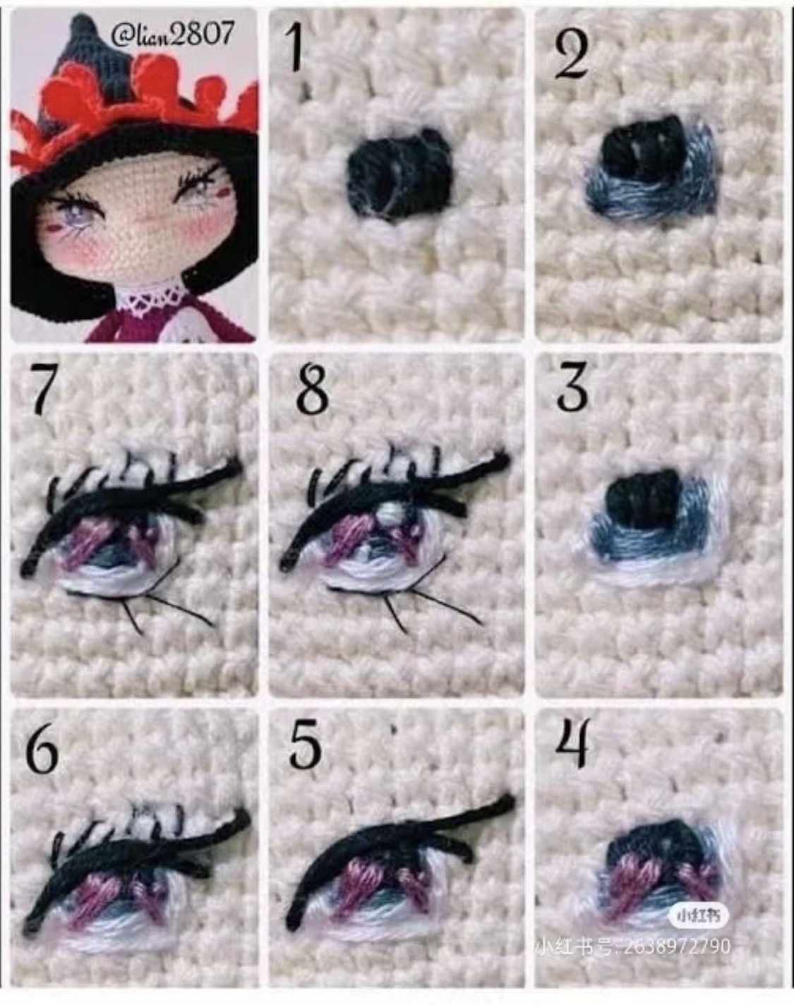 Collection of crochet patterns for eyes