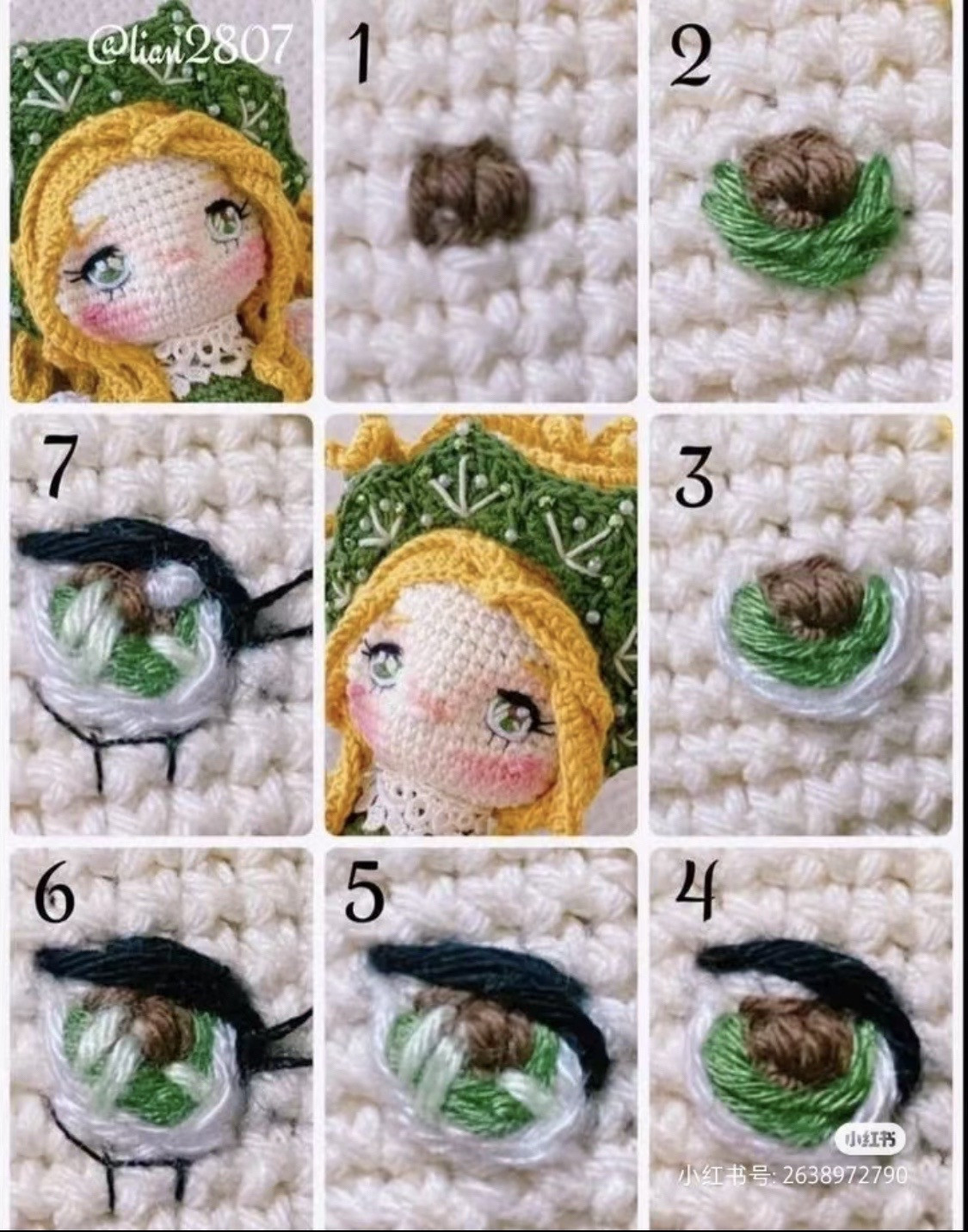 Collection of crochet patterns for eyes