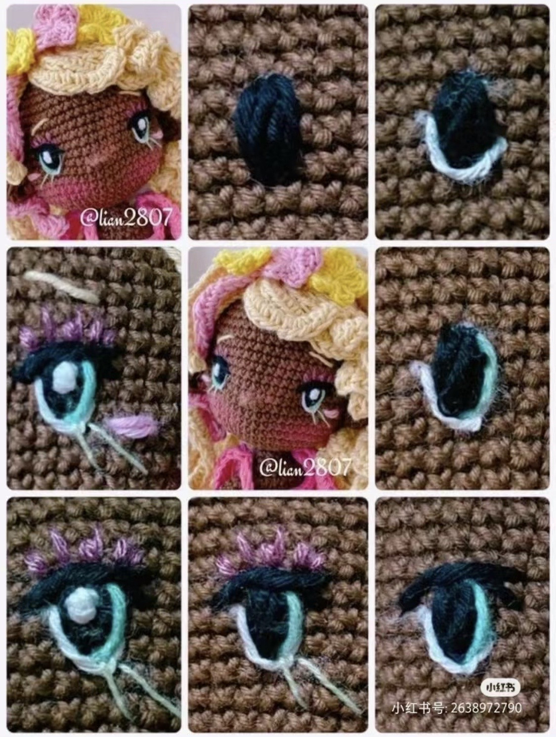 Collection of crochet patterns for eyes