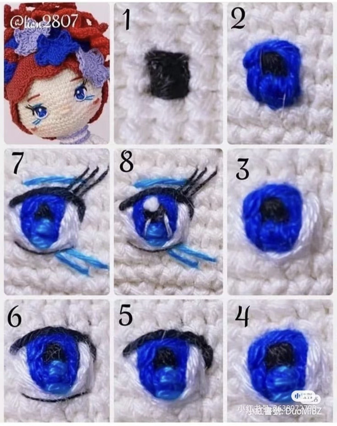 Collection of crochet patterns for eyes