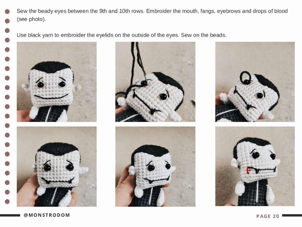 crochet pattern assembly and details baby dracula