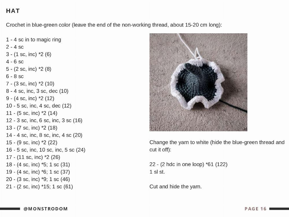 crochet pattern assembly and details little witch