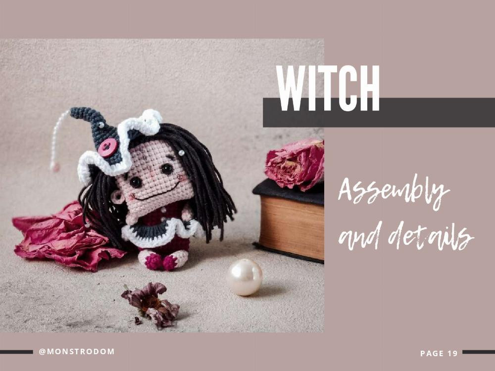 crochet pattern assembly and details little witch