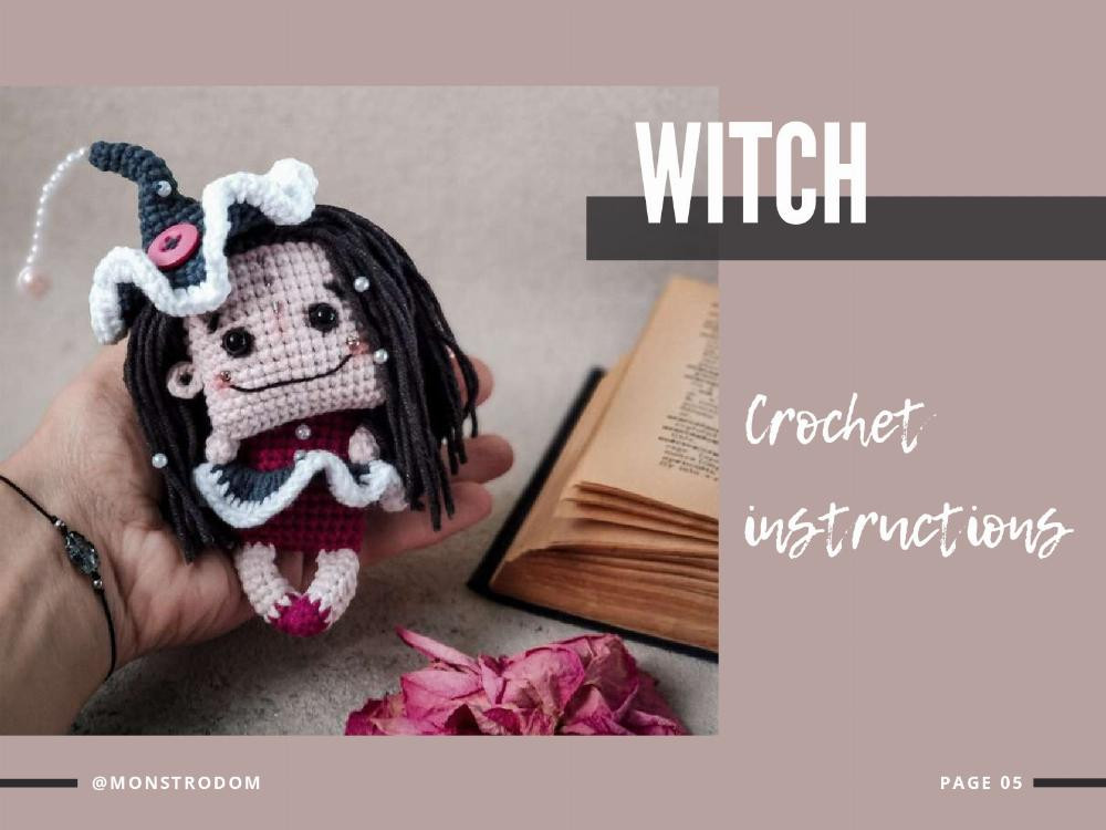 crochet pattern assembly and details little witch