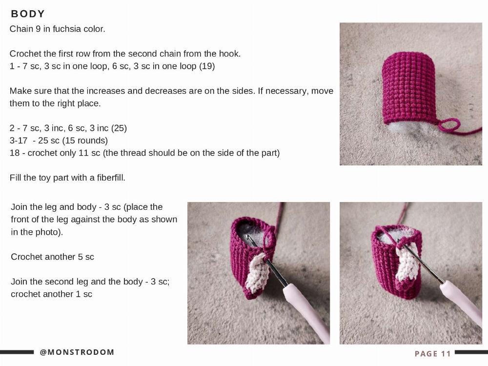 crochet pattern assembly and details little witch