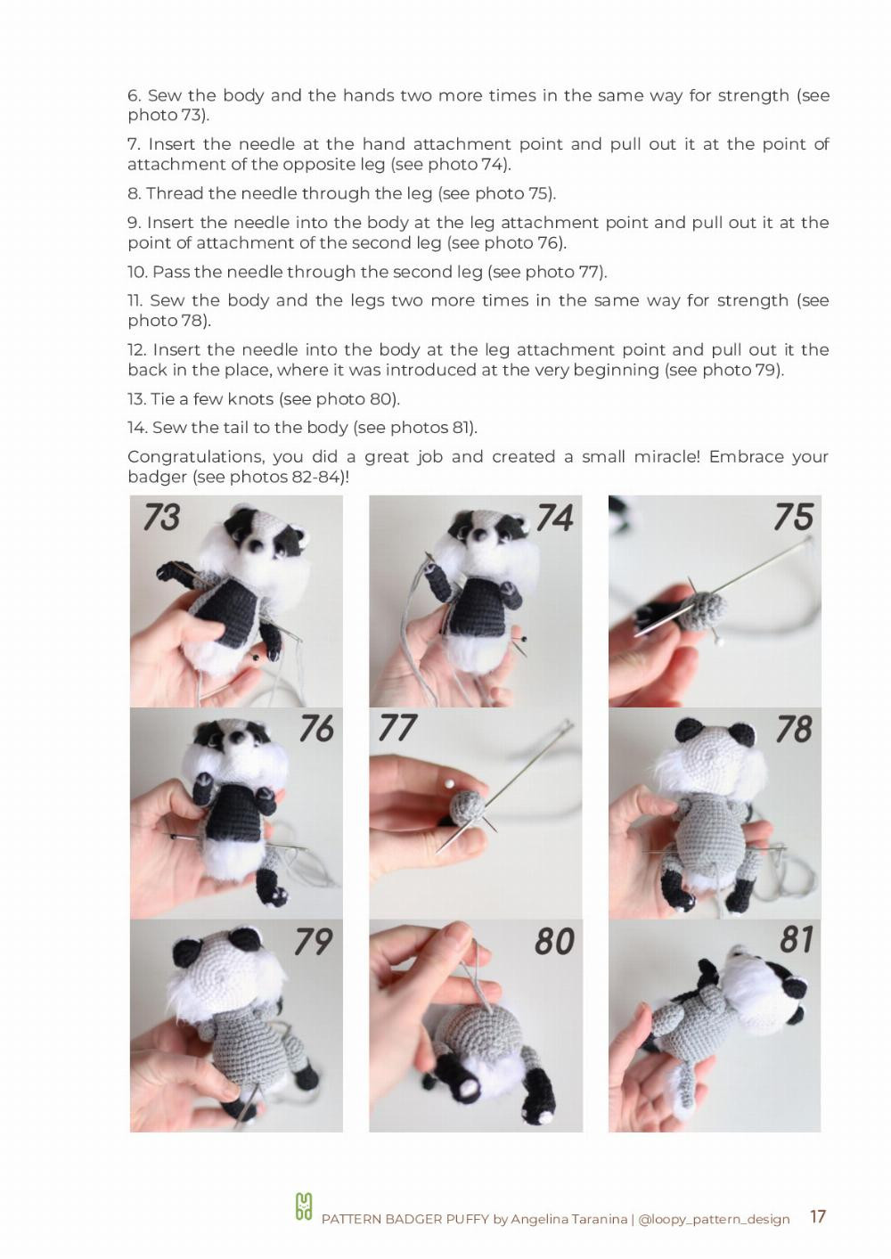 CROCHET PATTERN BADGER PUFFY