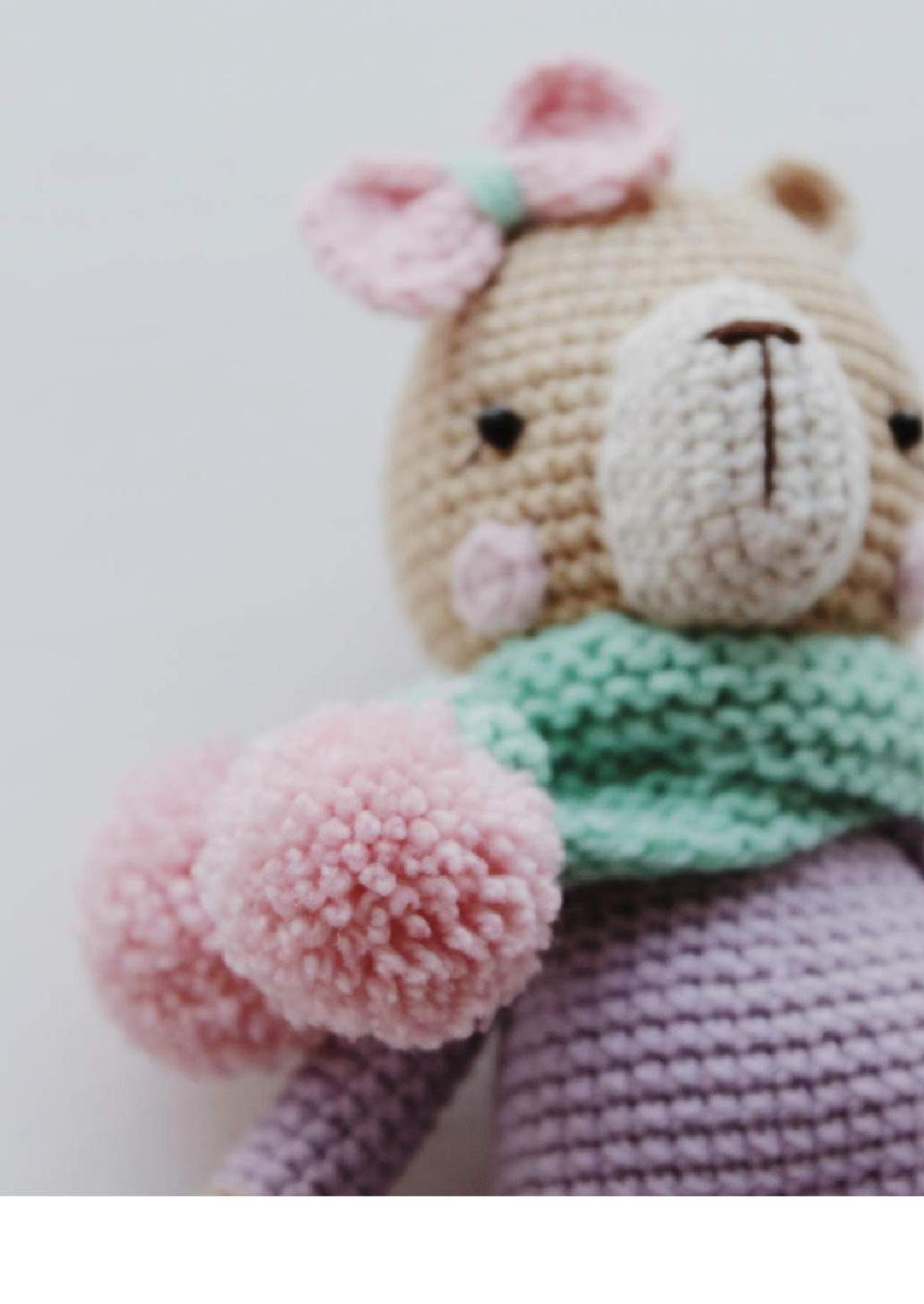 crochet pattern bear mia pink checks friend