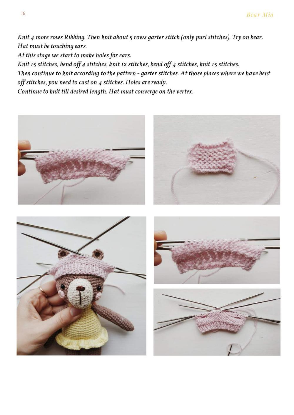 crochet pattern bear mia pink checks friend