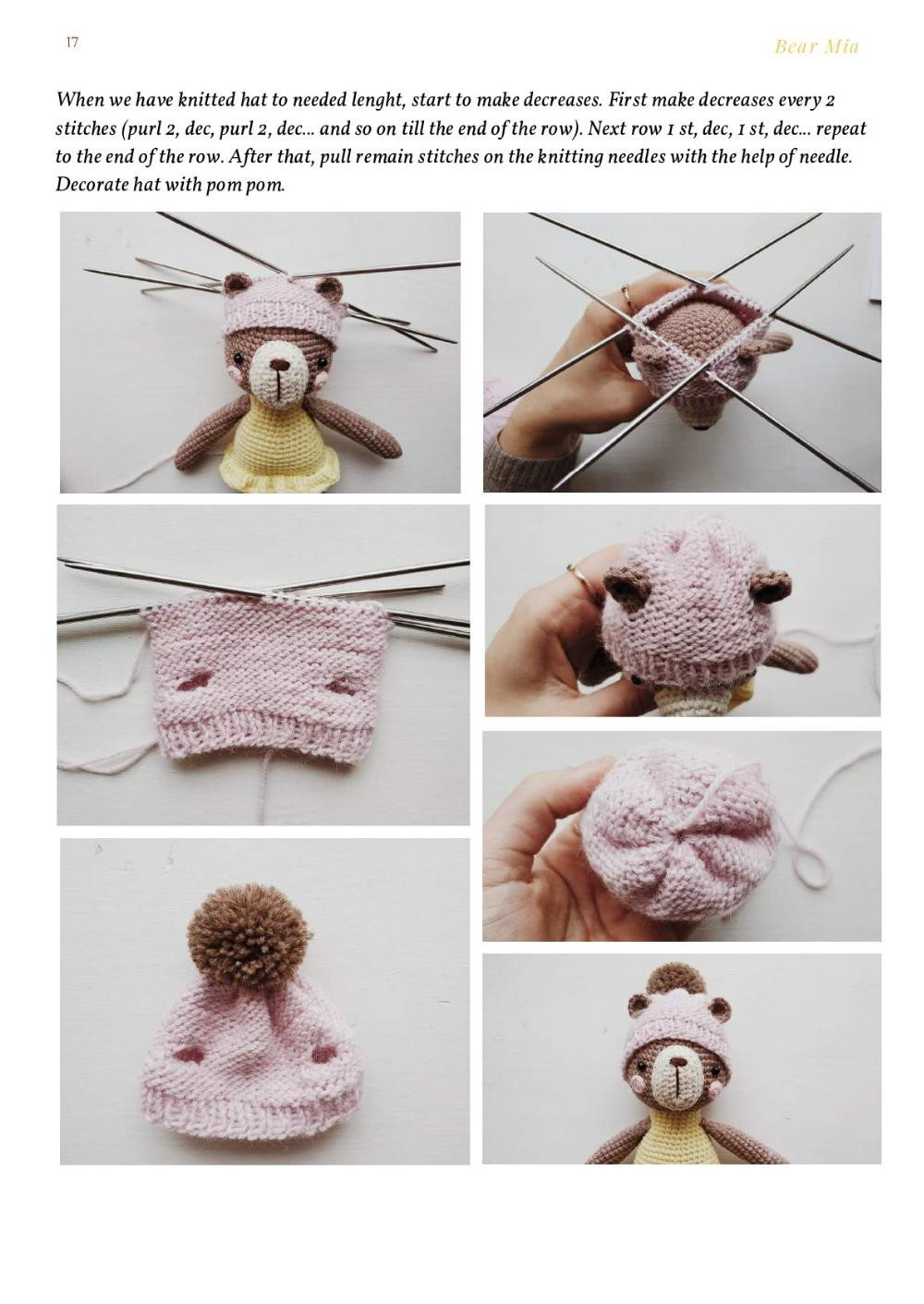 crochet pattern bear mia pink checks friend