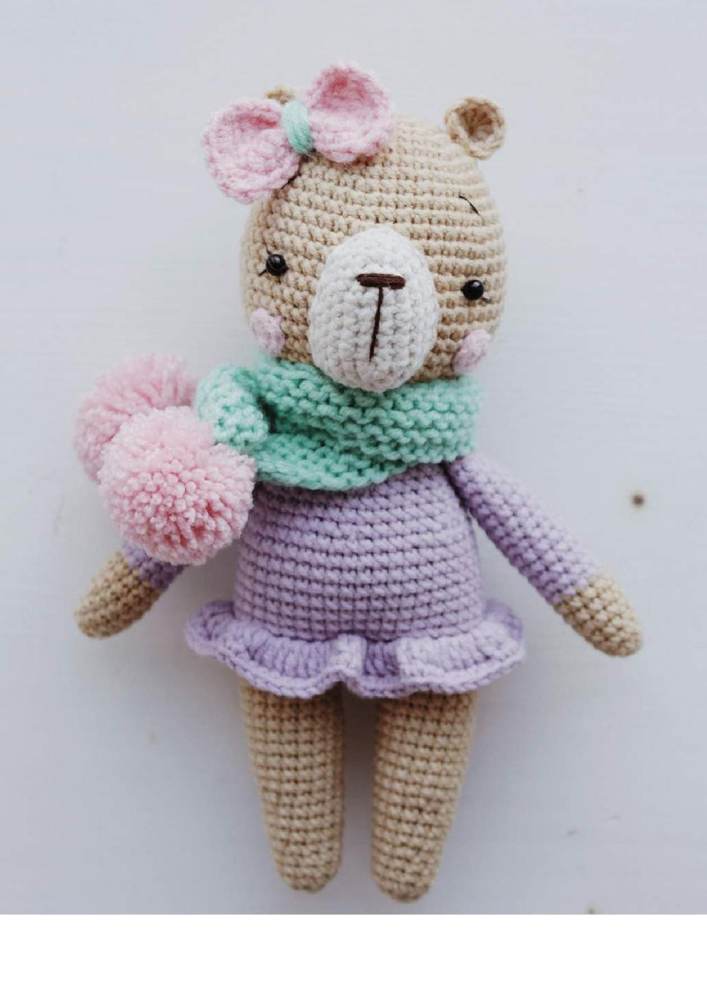 crochet pattern bear mia pink checks friend